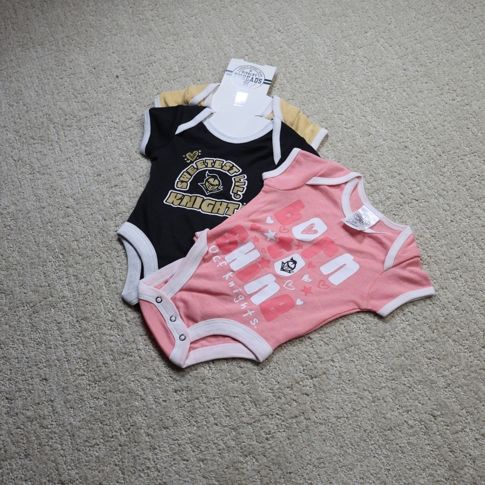 Rivalry Threads UCF Knights Infant Bodysuit 3 Pack Pink Black Gold 0-3M NWT